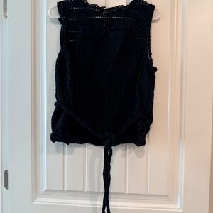 Banana Republic Black Lace Tie-Front Sleeveless Blouse
